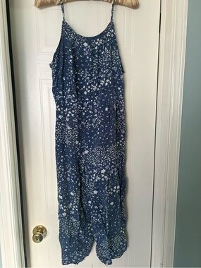 SO Navy Blue Floral Spaghetti Strap Jumpsuit